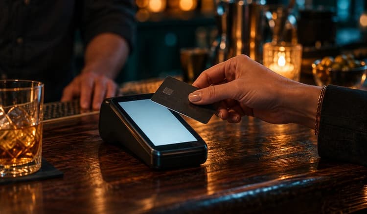 A card tapped on a terminal at a bar