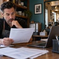 An owner reading payroll reports