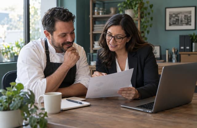 An owner reviewing the filing with a CPA